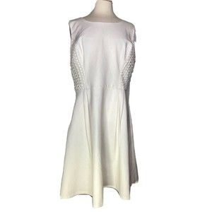Gibson Latimer Womens Size 14 Ivory Aline Knit Dress Crochet Detail Zipper Thick